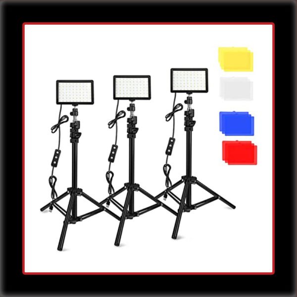 3 Packs 70 LED Video Light with Adjustable Tripod